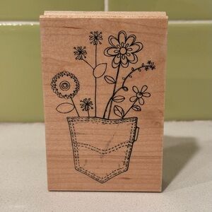Vintage Great Impressions Pocket Full Of Posies Rubber Stamp H2291